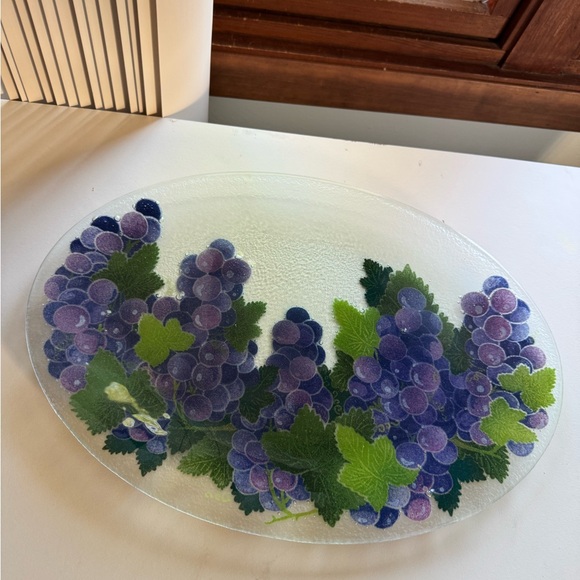 Peggy Karr Vintage Elegant Grape Design Glass Platter Fused Glass - Picture 1 of 3